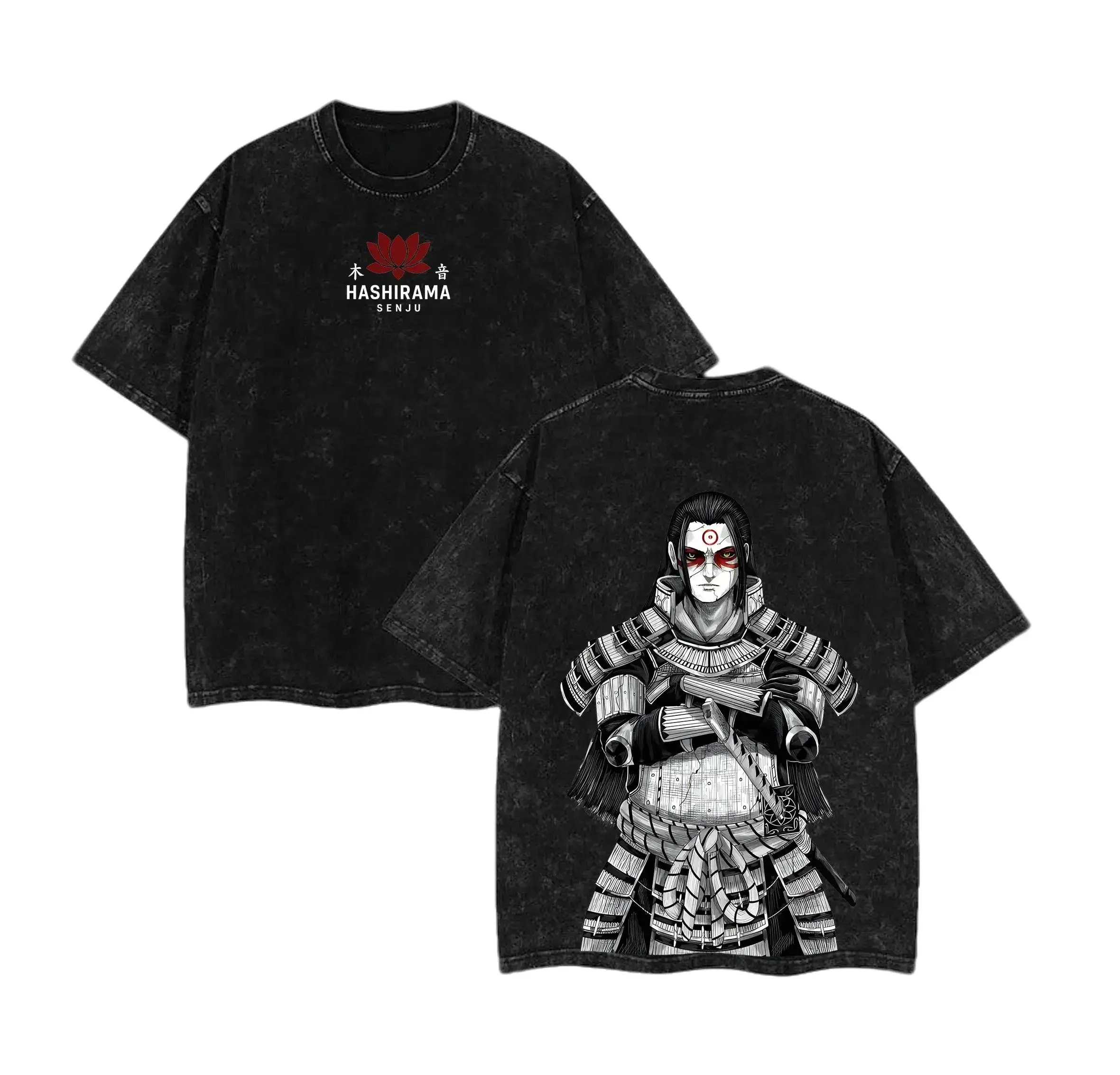 "The First Hokage" Hashirama Senju Founding "Konoha" x Naruto Anime Double Printed Washed Tee Unisex Oversize Anime Manga Lightweight Cotton T-Shirt, Gift For Anime Fan Lover , Hashirama Fan,school outfit,streetwear,loose fashion,gift t-shirt, Tops Tops