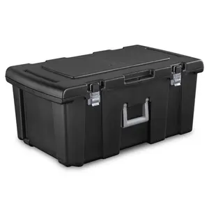 Sterilite Wheeled Footlocker, Plastic Utility Storage Container, Black, 2 Pack