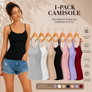 【Dedicated Seller】Trending Minimalist Breathable Fabric Women Adjustable Spaghetti Strap U Neck Tank Top Buttery Soft Non See Through Double Lined Slim Fit Essential Camisole Casual Layering Basic Womenswear Summer Outfits Inspo Tops Daily Office Wear