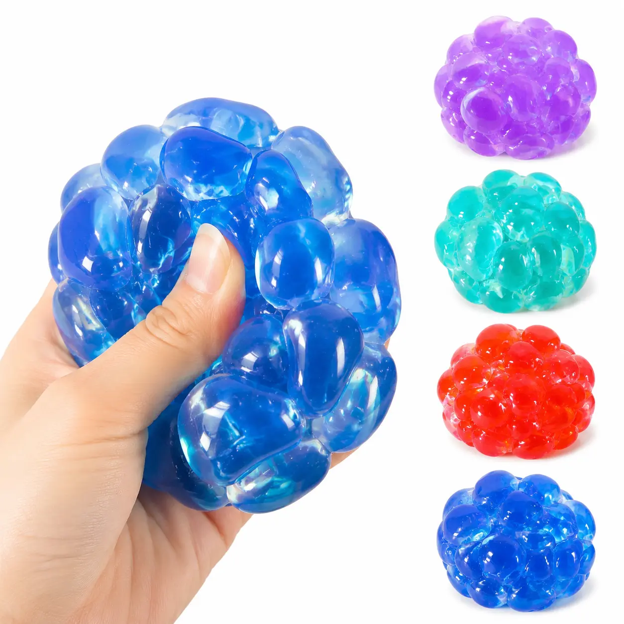 Crunchy Grape Squishy Fruit Toy - Pocket Sensory Squeeze Ball, Fidgeting Tool for Kids' Sensory Play & ASMR Relaxation