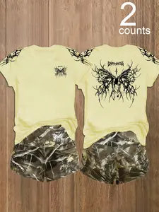 Women's Two-Piece Set Round Neck Solid Color Loose Top, Vintage Style Summer Fitness Pants, Soft Casual Fabric, Multiple Colors Available