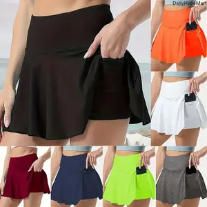Women's High-Waisted Color Block Athletic Skort - Slim-Fit Apparel with Lined Shorts, Pockets, All-Day Skort for Workout, Tennis Attire