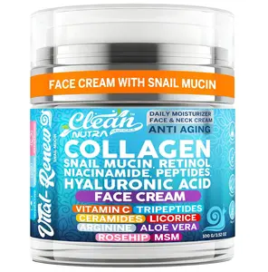 Clean Nutra Collagen, Snail Mucin, Retinol, Niacinamide, Peptides, Hyaluronic Acid & More for Face & Neck Moisturizer Cream – Vital Renew Clean Nutra Collagen, Snail Mucin, Retinol, Niacinamide, Peptides, Hyaluronic Acid & More for Face & Neck Moisturizer Cream – Vital Renew