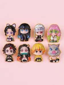 8pcs/set Kawaii Cute Anime Character Enamel Pins, Lapel Pin, Charming Cartoon Design Badges, Emblem Badge Decoration, Unisex Accessories for Backpacks and Clothes, Perfect Gift