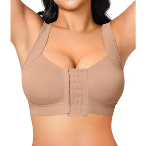 Front Closure Post Surgery Compression Bras for Women Mastectomy Bra with Adjustable Straps Wirefree Minimalist Womenswear