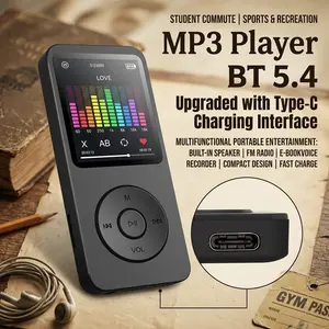 2026 Mini MP3 Player Built-in Speaker Sports 1.8 inch Screen Bluetooth-Compatible 5.0 Student Walkman Support Radio E-Book Recording