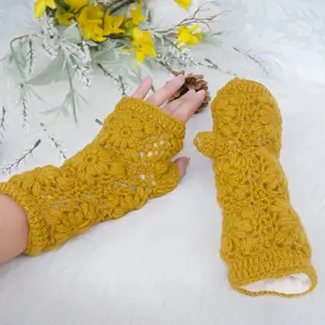 Hand Knit Winter Handwarmer, Fleece Lined  Finger Less Gloves, Crochet Solid Color Gloves, Men/Women Warm Mitten, Gift For Her, Wrist Warmer