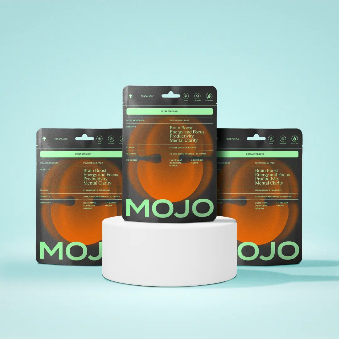 MOJO Brain Boost Energy & Focus Gummy -  Extra Strength Vegan 60 Count Pack of 3 Healthcare Fitness Adaptogen Nootropic Mushroom Gummies