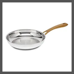 Cuisinart Stainless Steel Skillet 500F 1.9QT Matte White 10" Gold Cookware