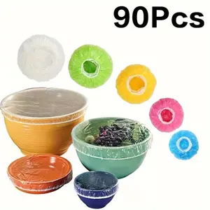 90PCS Reusable Elastic Food Bowl Storage Covers - Alternative to foil - plastic wrap- clingwrap - Microwave safe for leftovers Stretchable Sizes and Colorful Dish Plate Covers