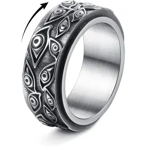 FINREZIO Stainless Steel Spinner Rings Fidget Band Rings Moon Star Flower Butterfly Anxiety Rings for Women Men