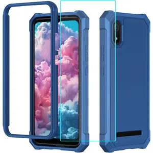 Cloud Mobile Stratus C8 Case with Screen Protector Full Protection Front PC Soft Bumper Heavy Duty Shockproof Phone Case Blue