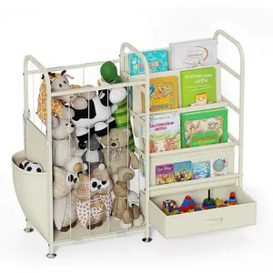 Stuffed Animal Storage, 3-Tier Toddler Bookshelf and Toy Storage, Multifunctional Kids Book Shelves and Stuffed Animal Storage for Nursery, Bedroom, Playroom