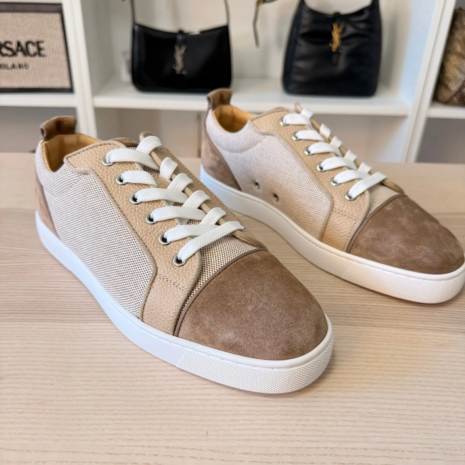 Christian Louboutin Men's Louis Junior Textile and Suede Low-Top Sneakers Size 9US/42EU
