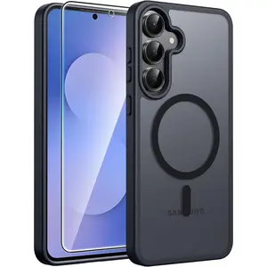 Samsung Galaxy S25 FE Case, Magnetic Translucent Matte Phone Cover, Military Grade Drop Protection, Slim Rugged Shockproof Protective Case, Durable Anti-Scratch Back Cover for S25 FE 6.7", Black