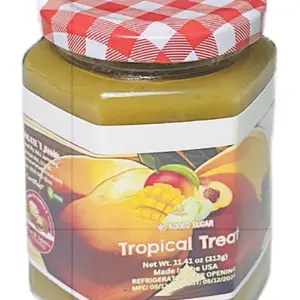 Tropical Treat No Added Sugar Honey Dew Melon Mango and Peach Jam 11.41 oz Made in USA Natural Sugar-Free Snack