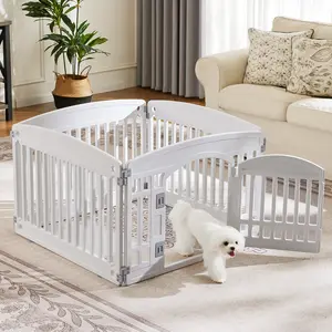 SMUG Dog Game Fence ZHUMI-GWL-S4X24-WT Safe & Reliable 4-Panel White Indoor/Outdoor Playpen for Small to Medium Dogs