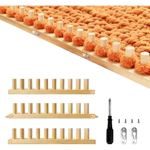 46" Extra-Large Chunky Blankets Loom Frame, Adjustable DIY Wooden Weaving Blanket Maker, No Needles Craft Kit for Home Decor & Stress Relief, Beginner-Friendly