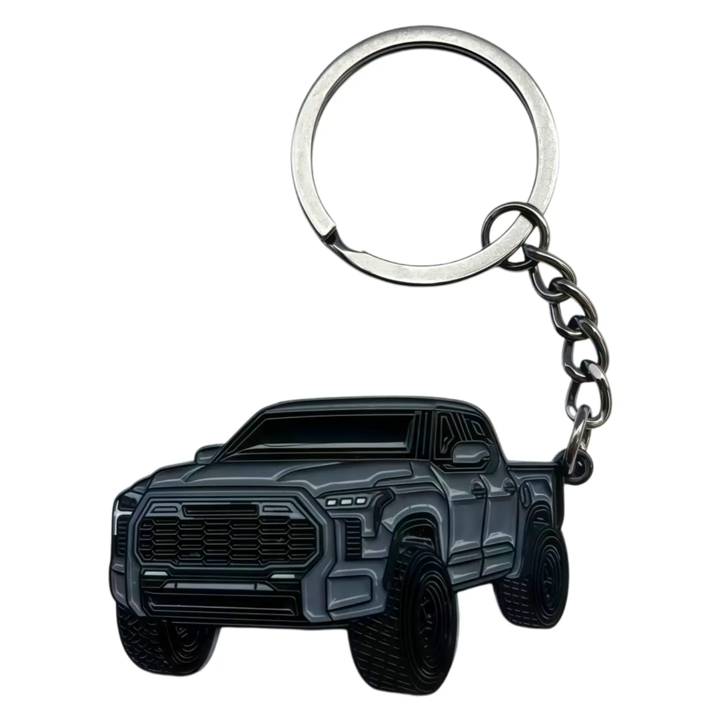 Smooth Zinc Alloy Metal Key Ring - 50×70mm, 5mm Thick, Lightweight Single-Sided Graphic Pendant with Chain Ring for Tundra Truck Owners, Decorating Car/House Keys, Automotive Interior Accessory, Gift Option, Trucks, Crisp, Detailed Truck Styling