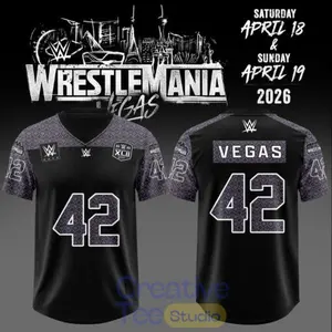 WWE WrestleMania 42 Vegas Soccer Jersey Black Purple Diamond Pattern Number Print Fans Gift Streetwear Casual Gym Sport Shirt For Men Women Fall Winter Spring