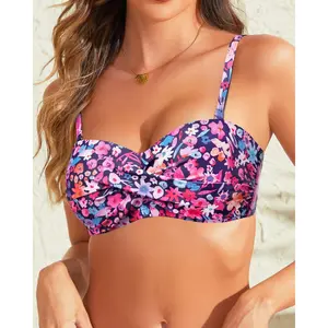 Bandeau Bikini Tops for Women - Strapless Swim Top Only Twist Front Bathing Suit Tops 2026  SwimWeek  summervibes