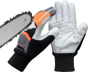 Chainsaw Gloves - Classic Anti-Cut Leather With 12-Layers of Protection on Left Hand Back Only