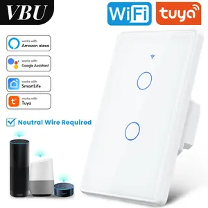 WiFi Smart Wall Light Switch,Glass Panel, Multi-Control(3 Way), 2.4GHz Wi-Fi Touch Switches, Wireless Switch, No Neutral Wire Required, Remote Control Smart Life/Tuya App, Work with Alexa, Google Home White 1 2 3 Gang