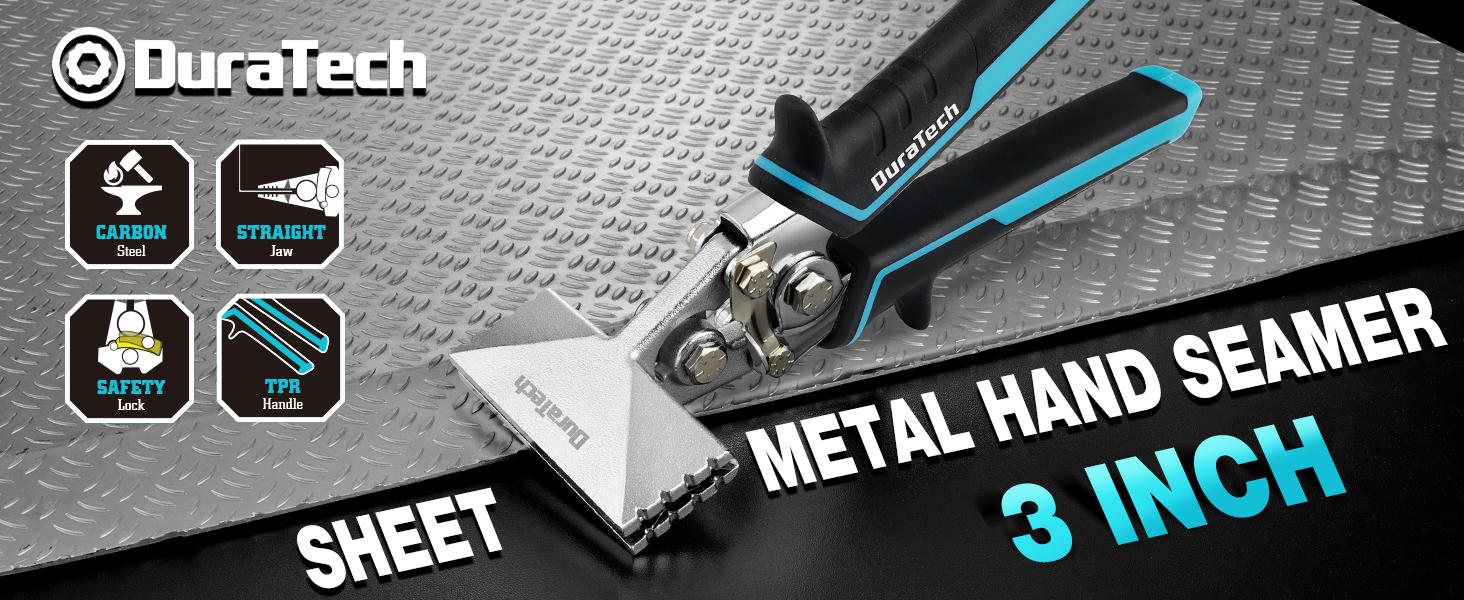#backtoschool DURATECH  Sheet Metal Bender, Hand Seamers Sheet Metal Tools with Ergonomic TPR Handle, Straight Jaw Metal Bending Pliers for Bending, Seaming and Flattening Metal