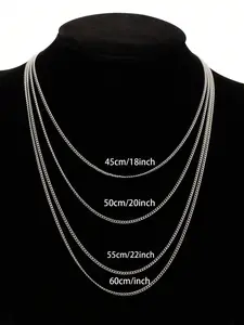 1pc Simplicity Stainless Steel Necklace Men's Simple Thin Neck Chain Jewelry