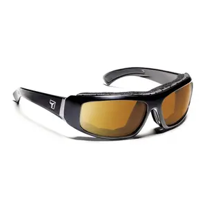 212 MAIN 7eye by Panoptx Bali Aviator Frames Sunglasses - Glossy Black Frame, Enhanced View Polarized Copper Lens, Airshield Design, Fast-Drying Feature