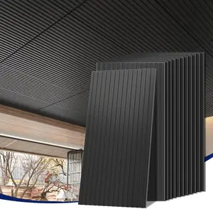 LooYee 24x48 Inch Slat Black Ceiling Tiles, 2x4Ft 24/6 PCS Fluted Drop Ceiling Panels for Interior Decor PVC Waterproof Ideal for Bathroom Living Room Bedroom Office Commercial Spaces Cover 192/48 Sq.Ft