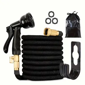 Expandable Garden Hose with Stand, Lightweight Portable No-Kink Flexible Hose, 3/4 Inch Brass Fittings, Dual Latex Core, Includes Storage Bag, Tool Accessories