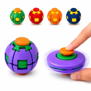 3D Printed Press Spin Fidget Toy, Transforming Sensory Desk Toy, Push Button Spinning Ball, Handheld Toy for Adults and Kids, Office Classroom Travel