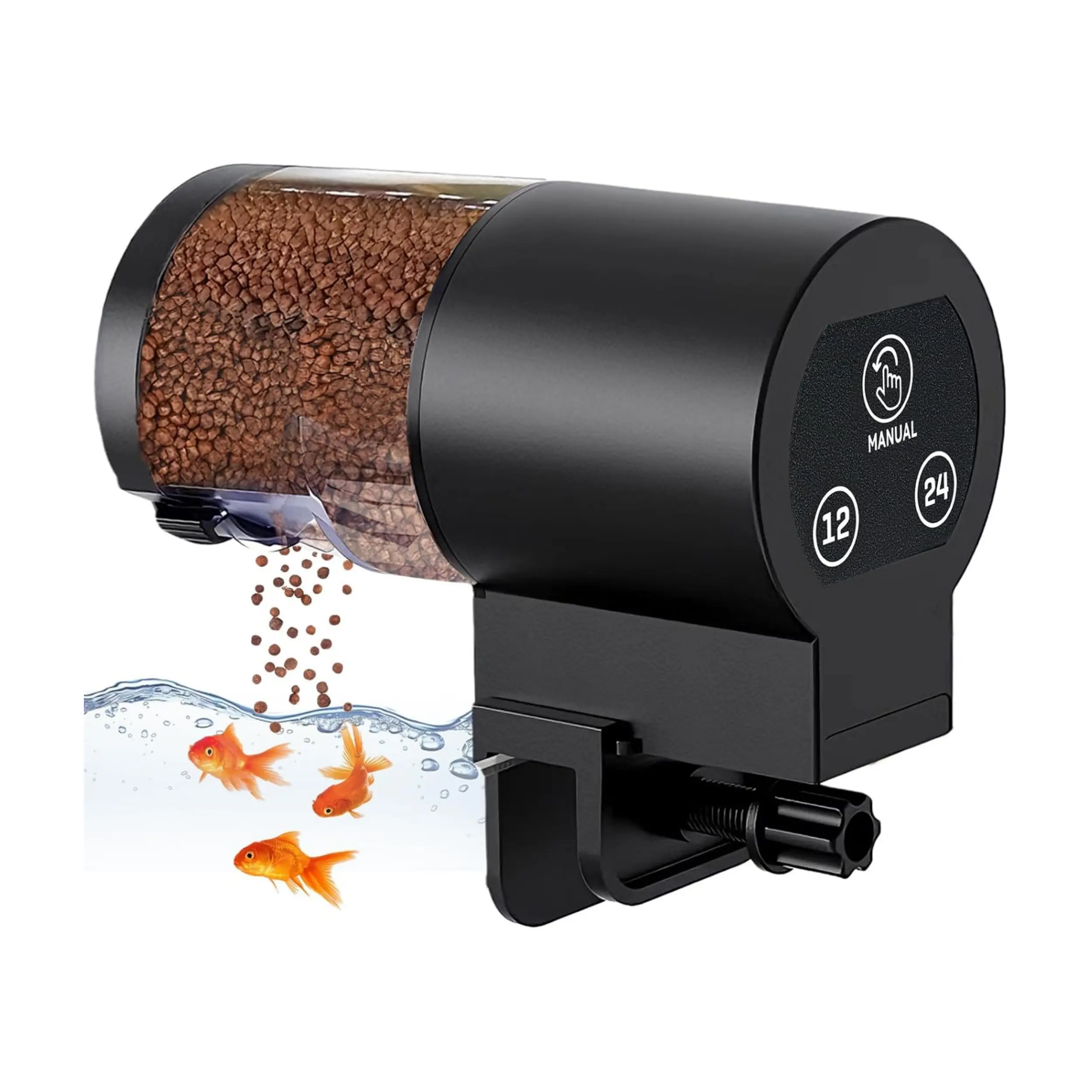 100ml Automatic Fish Feeder, Battery Powered Timing Design, Works for Aquarium Fish Pellets and Flakes, Adjustable Feeding Amount, Compact Automatic Feeding Tool for Small Fish Tanks, Convenient Auto Feeding Device for Travel and Daily Aquarium Care