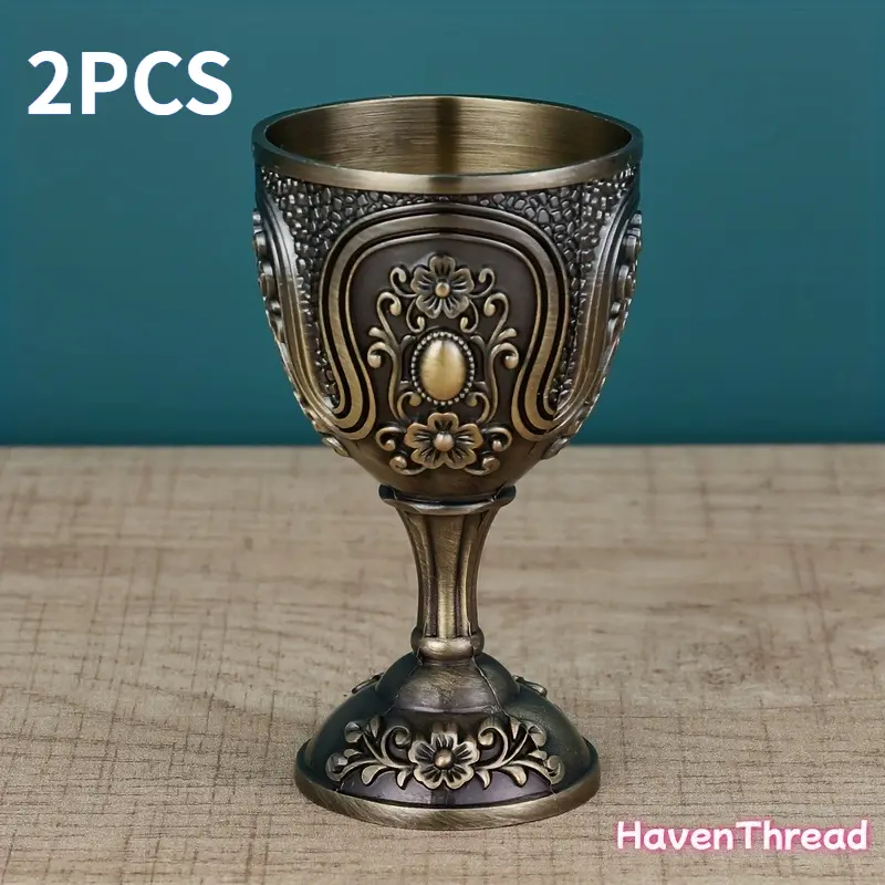 2pcs European-Style Bronze Metal Decorative Whiskey Glass Tumblers - Creative Vintage Highball Drinkware for Home, Parties (Decorative Glass for Whiskey), Whiskey Glasses