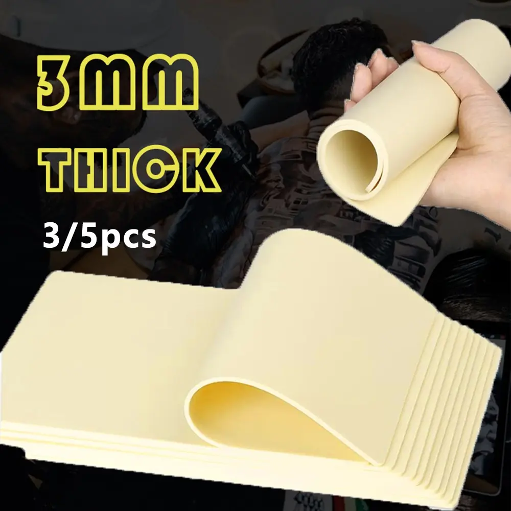 3/5pcs Tattoo Practice Skin Sheets, 3mm Thickness Dual-Sided Silicone Micro Blade, 8x6 Inch, Suitable for Beginners & Professionals, Tattoo Equipment Supply, Tattoo Supplies