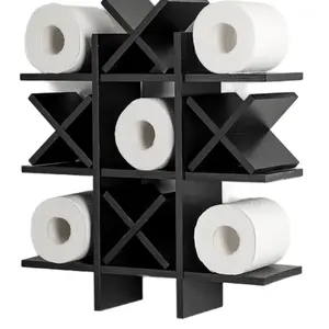 Tik Tak Toilet Paper Holder - Black Design with Grid Pattern, Ideal for Organizing Toiletries