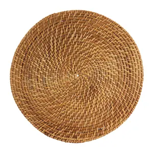 Martha Stewart 14" Rattan Woven Placemat in Bro wn