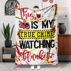 True crime observation design, blood splatter and caution tape design, luxurious flannel blanket, 280gsm fabric, suitable for home, bedroom, sofa, travel, home use, high-end gift, perfect for gifting! Cozy Throw Blanket