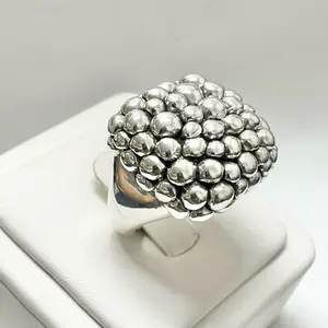 Sterling Silver 925 Balls Chunky Ring Lightweight  Hollow Electroform Jewelry