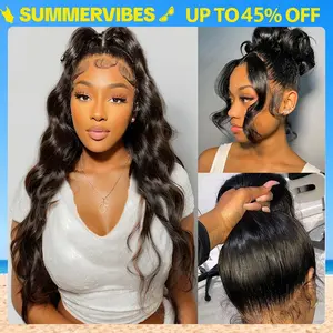 Tahikie 250% Density 360 Full Lace Invisi Strap Body Wave Wigs Human Hair Water Wave Transparent Lace Hidden Strap Frontal Black Wigs For Women TikTokShopBlackFriday#Summervibes