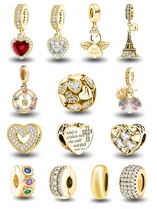 Heart & Eiffel Tower & Cross Design Charms, Fashionable DIY Jewelry for Women & Girls, Diy Jewelry Making, Trendy All-match & Exquisite Jewelry for Birthday Gift, Stylish Playful Charm