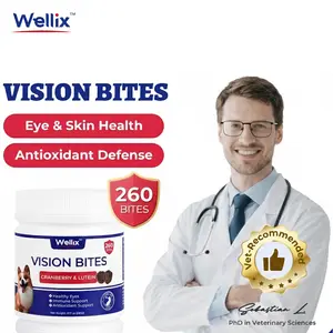 Wellix 260-Count Dog Vision Bites with Cranberry Extract, Lutein, Taurine, Reduces Tear Stain, Provides Antioxidant & Immune Support, Chicken Flavor