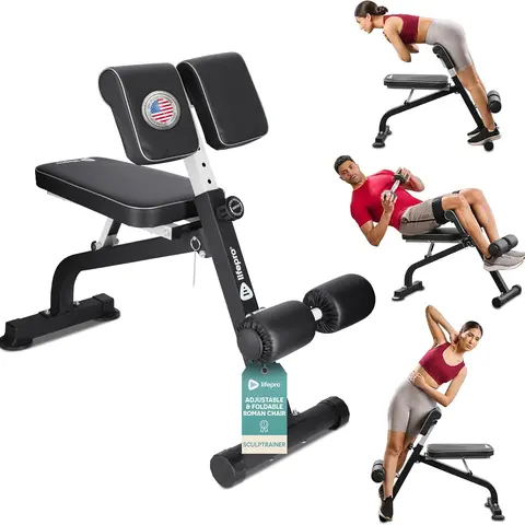 Lifepro Adjustable Roman Chair: Back & Glute Extension Bench Machine for Hamstrings and Core Workouts