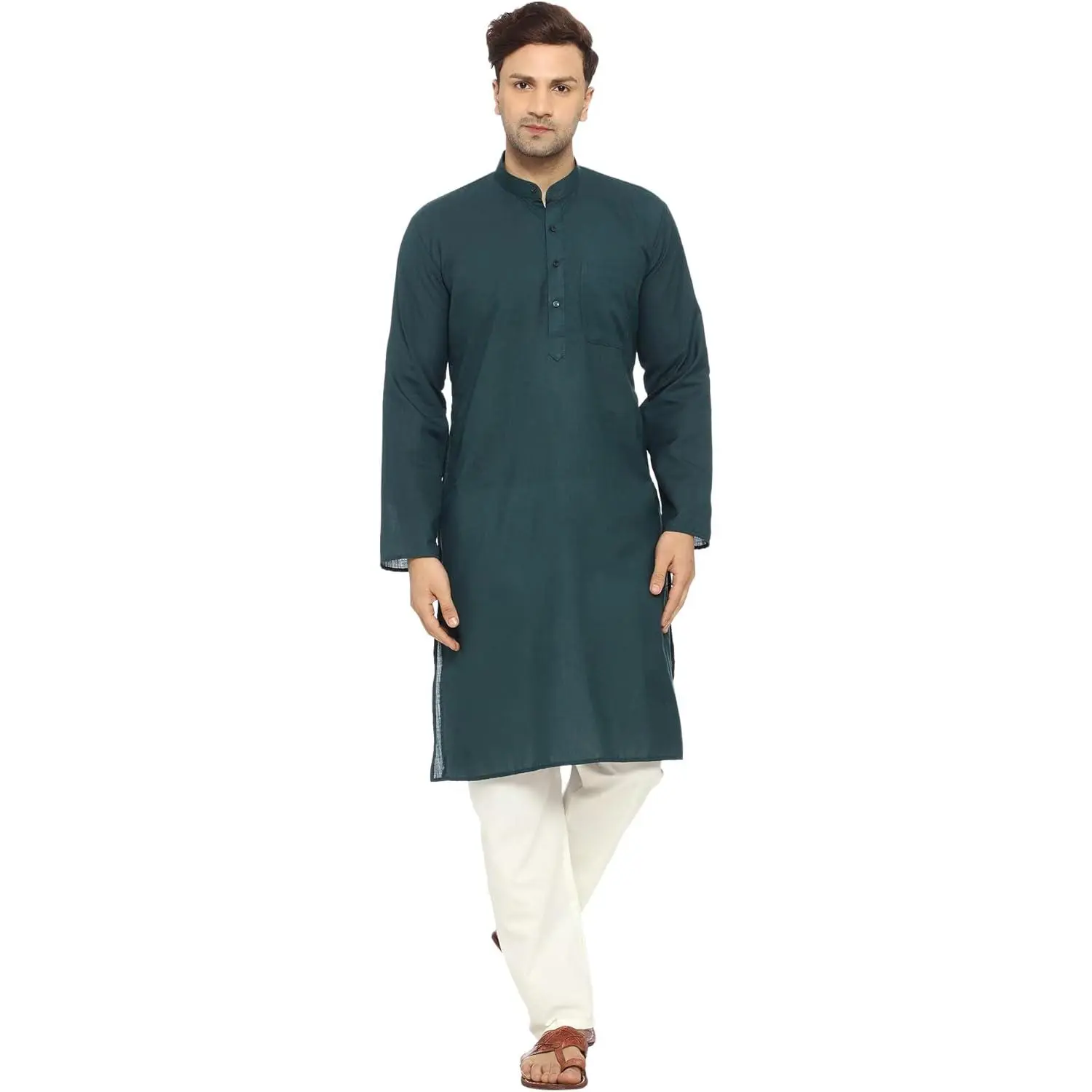 ITOS365 Men's Cotton Blend Kurta-Pajama Set, Regular-Fit Menswear Loungewear, Party-Worthy Ethnic Indian Dress Gift for Men, Garment, Pajamas