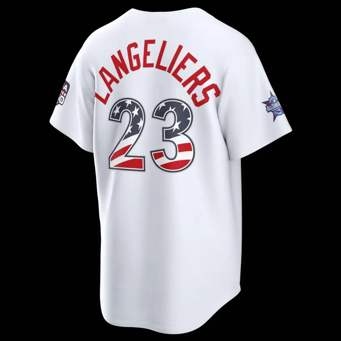 Unisex Baseball 2026 Ath Langeliers 23 Jersey 2026 All-Star Edition Stars & Stripes Cream Stadium Jersey