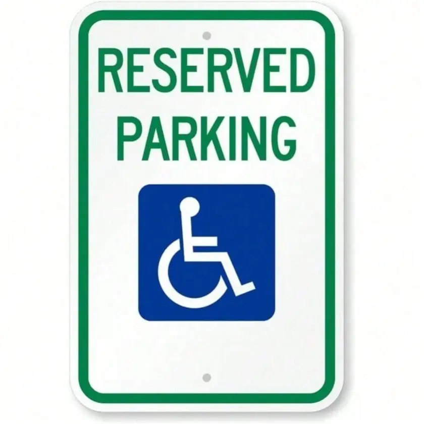 Aluminum Weatherproof Durable Handicap Reserved Parking Sign 8X12 Inch for Home Wall Decor Living Room Bathroom Bedroom Kitchen House