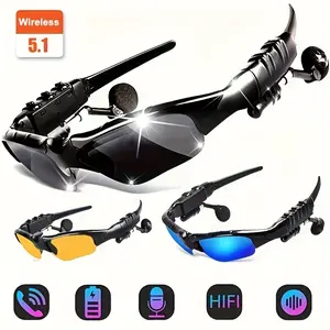Wireless Glasses Wireless Headset, Support Hands-Free Calls And Music, Smart Glasses, Plastic Opening And Closing Design, Volume Control Button, Built-In Condenser Microphone, USB Charging, 30 Mah Rechargeable Polymer Battery, Compatible