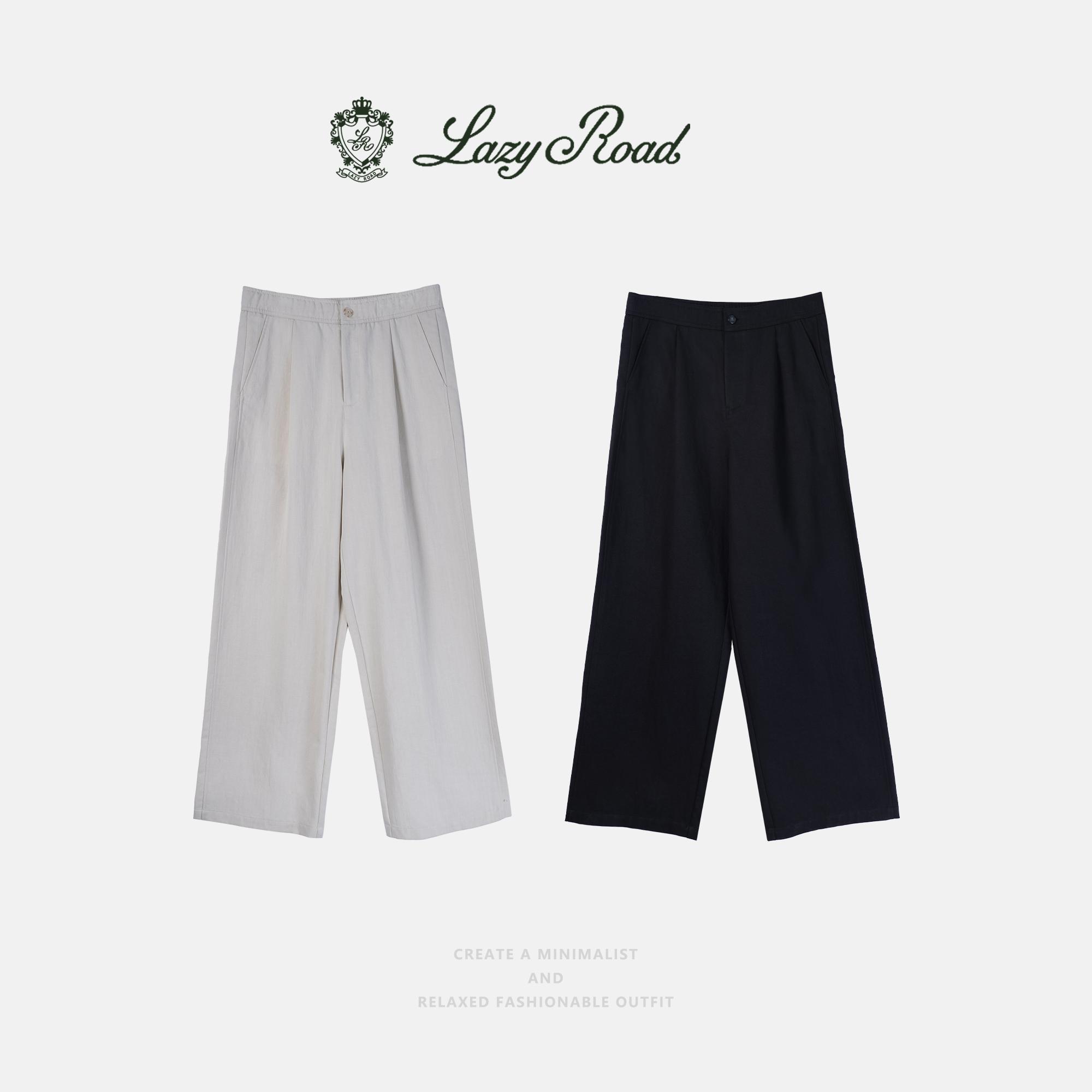 LazyRoad Premium Men's Old Money-Style Casual Pants: Straight-leg pants made from a lyocell and cotton blend with excellent drape（Beige/black）-XS26298