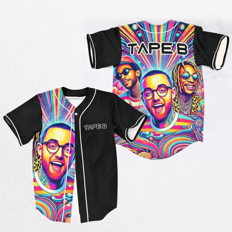 Tape B Collaboration Trippy Rave Baseball Jersey EDM Music Shirt, EDM Festival Family Gift, Unisex Breathable Men's Jersey, 420 Lover Graphic Shirt, Gift For Baseball Fan EDM Electronics Music